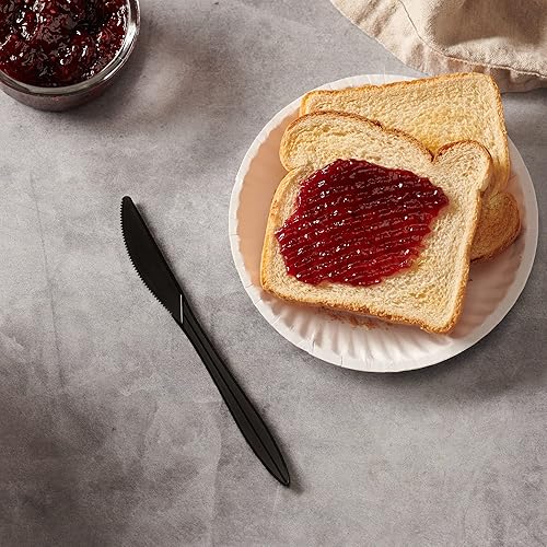 Miniatura 2 de 1,000 cuchillos desechables de plástico a granel negro de peso medio cubiertos desechables de plástico