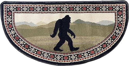 Goods of the Woods Sasquatch Hearth - Alfombra redonda de 24 x 48 pulgadas, alfombra de chimenea, alfombra de cabina