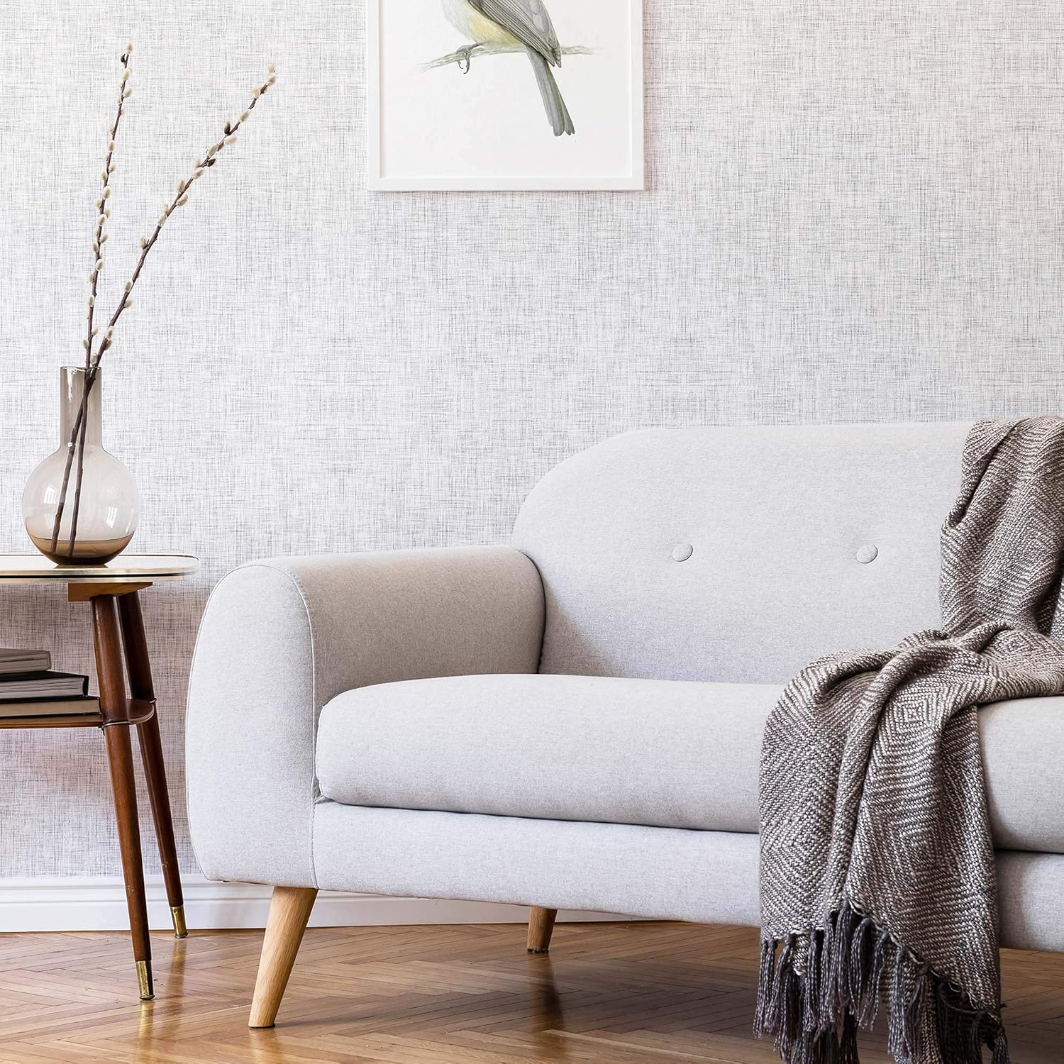 Walls By Me Peel and Stick White and Black Imitation Removable Wallpaper 2873-2ft x 4ft (61x122cm)