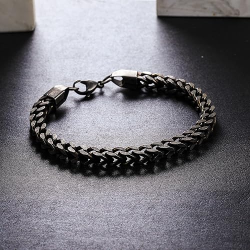 Miniatura 3 de Pulsera de acero inoxidable para hombre y mujer, con cierre de palancalangosta, color plomizoplata, 7.588.5 pulgadas, regalo para el día de San
