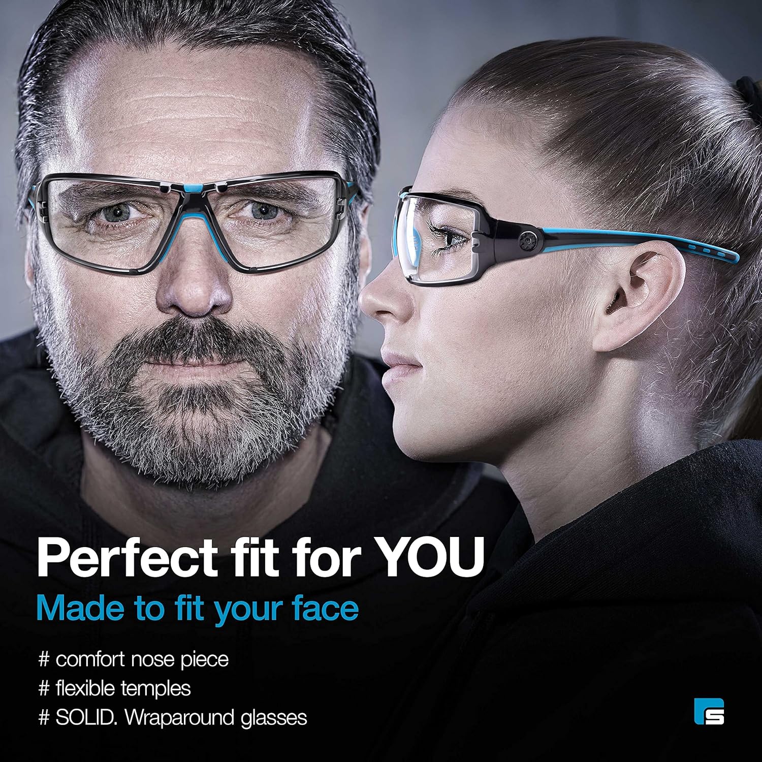 Black Friday 🔥 SolidWork Safety Glasses with Integrated Side Protection | Eye Protection Goggles with Clear, Anti-Fog, Scratch-Resistant and UV-Protective Lens | Highly Adjustable Temples | For Men & Women