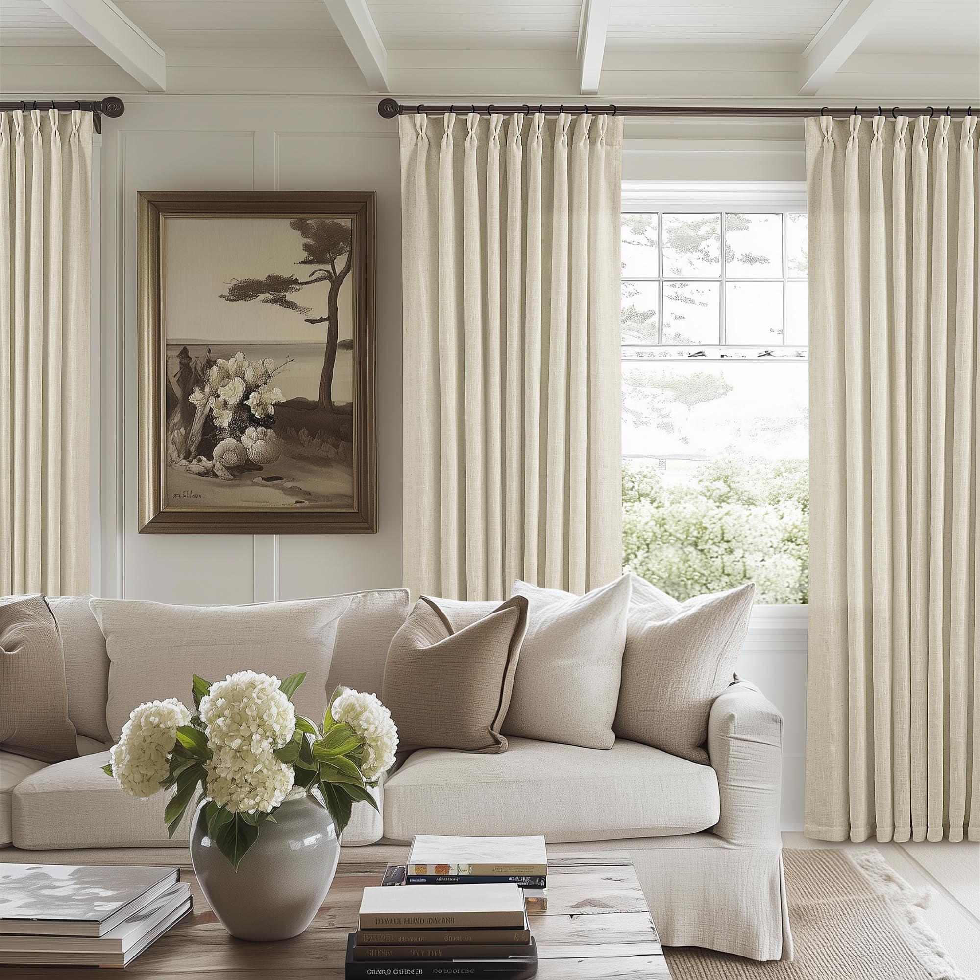 Photo 1 of TWODRAPES 60 Inch Width 90 Inches Long Linen Pinch Pleated Curtains 1 Panel