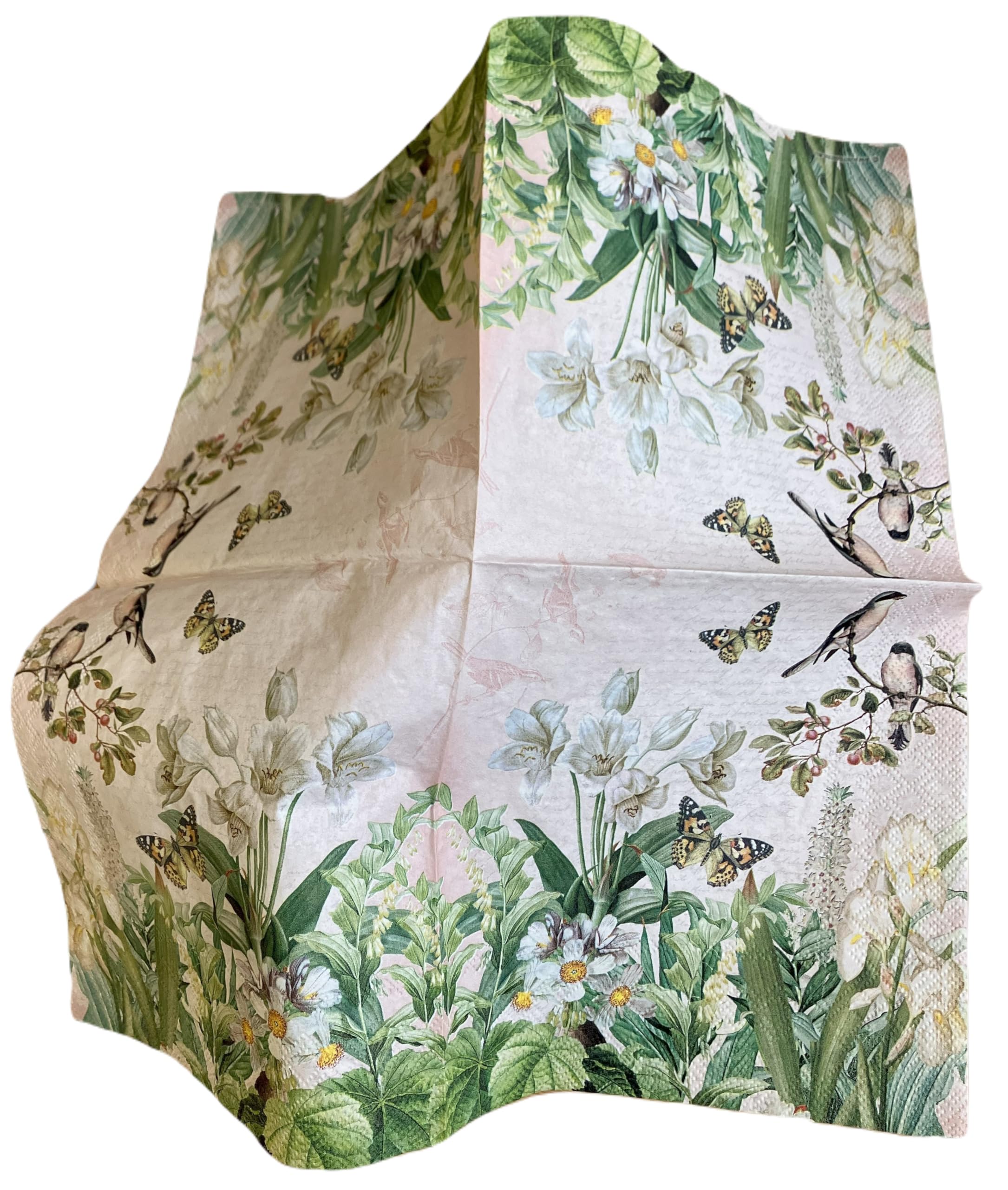 Michel Design Works Papierservietten | 3-lagig, Blumenmuster In Schwarz | 20 Stück Lunch-Servietten (16,5 X 16,5 Cm)