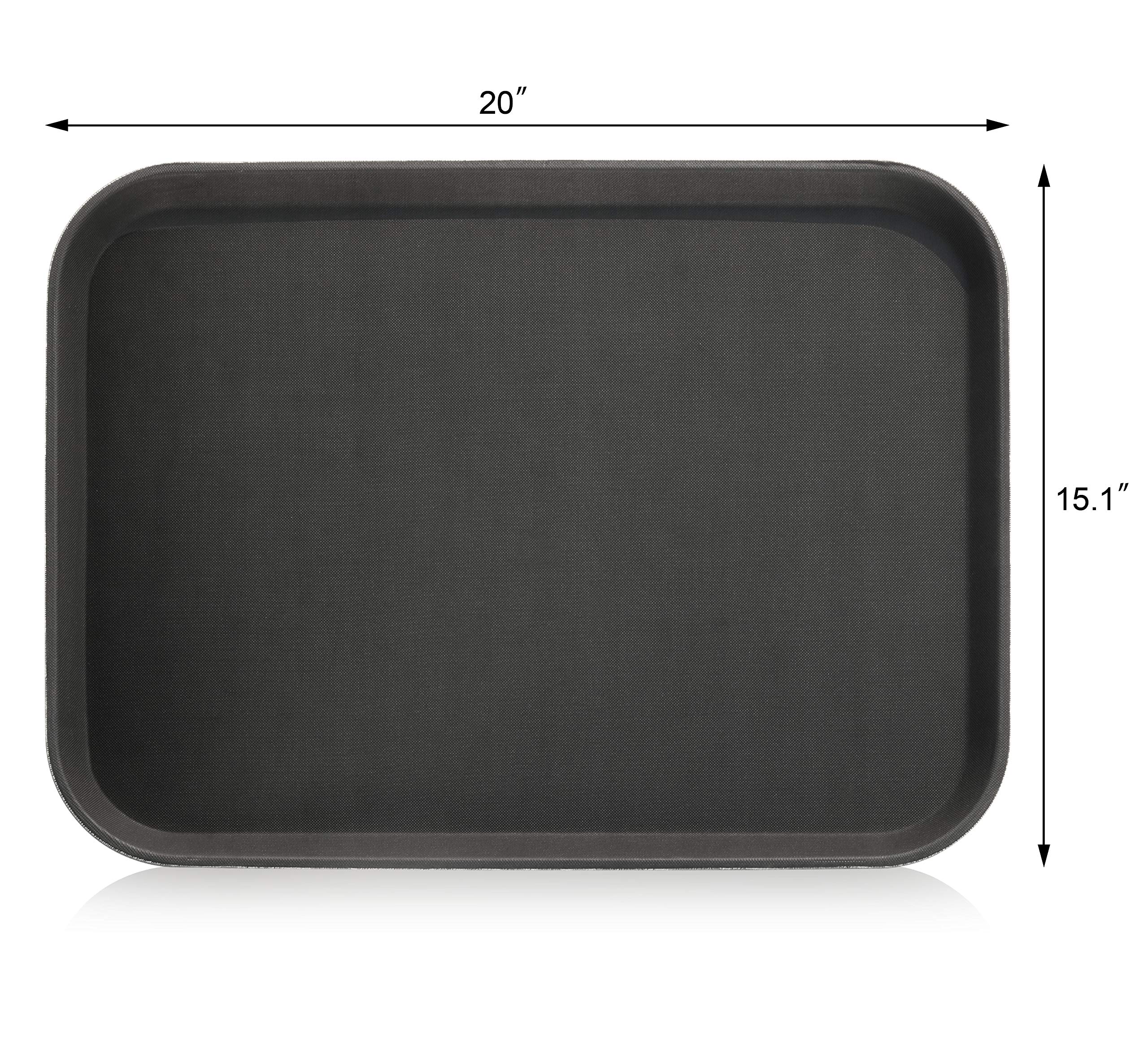 New Star 25156 NSF Plastic Rectangular Rubber Lined Non-Slip Tray, 15 by 20-Inch, Black