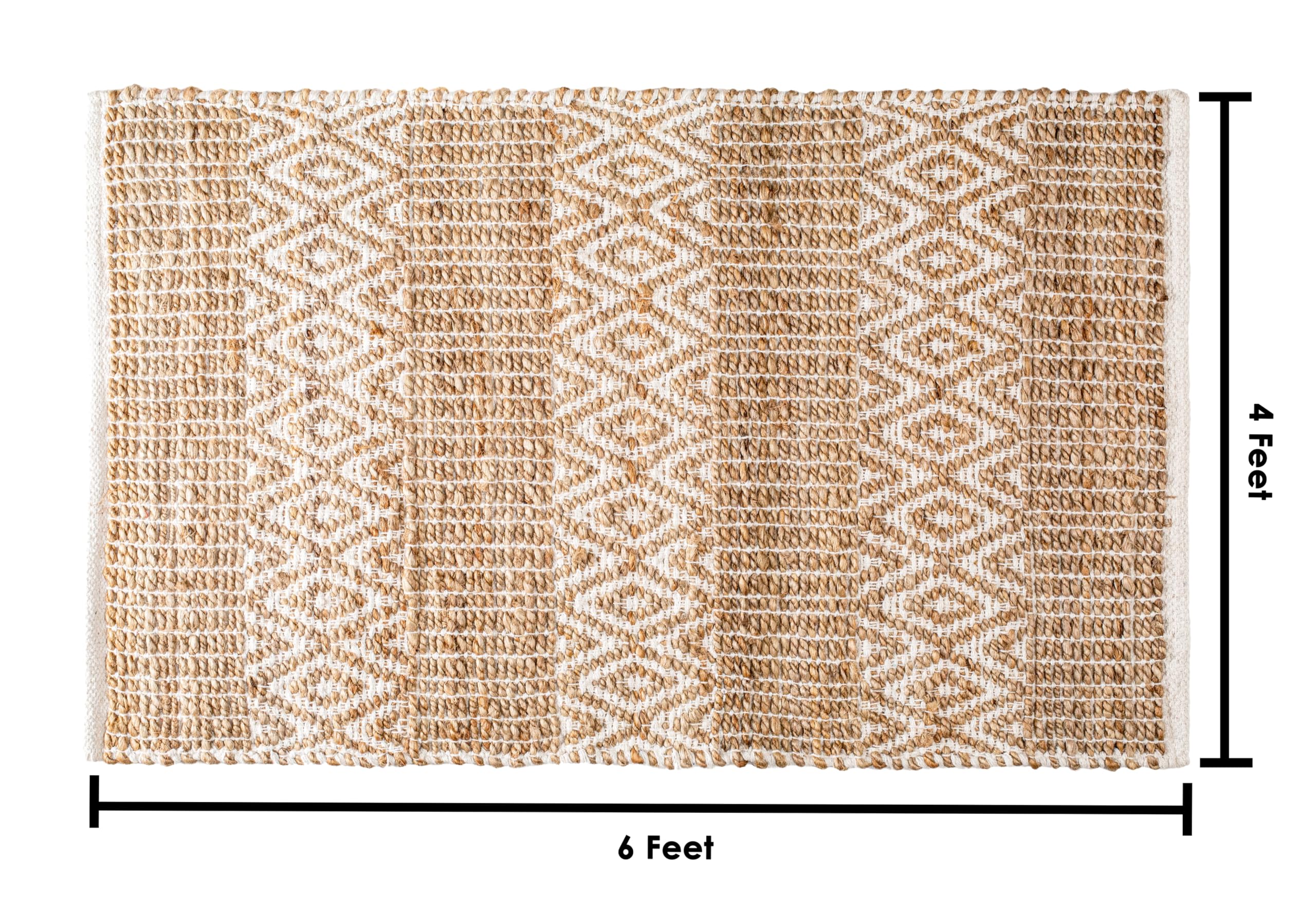 Jute Cotton Handloom Rug 4x6 Feet Floor Mat 48x72 Inch Farmhouse Area ...