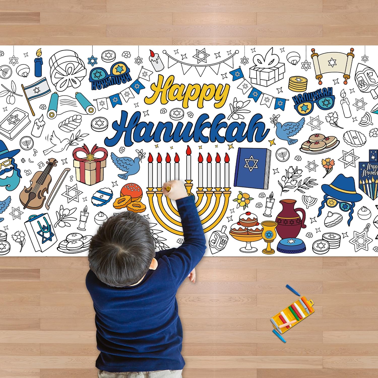 Amazon.com: OHOME Hanukkah Giant Coloring Poster/Tablecloth-Hanukkah ...