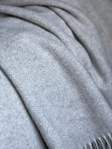 Miniatura 5 de Eikei Manta de lana con patrón de espiga geográfica de gran tamaño, con ribete de flecos, suave lana merina, estilo minimalista afgano y ligera,