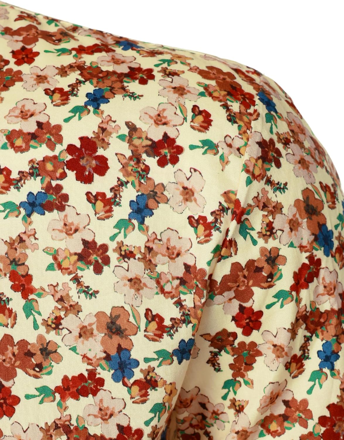 JOGAL Mens 70s Floral Dress Shirt Long Sleeve Printed Casual Button Down Shirts - Image 5