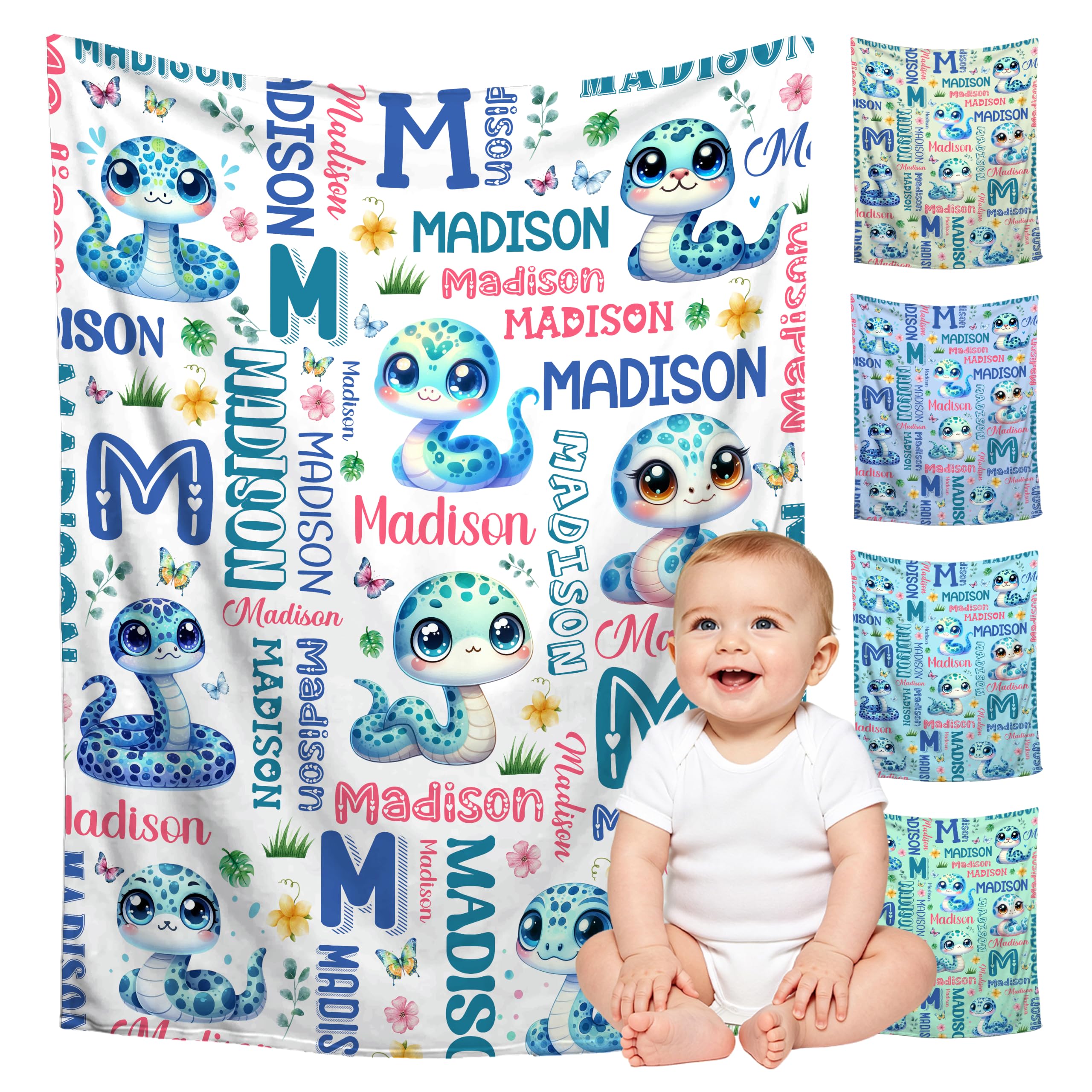 Custom Snake Blanket for Boys Girls,Ultra Soft Personalized Gifts Baby Blanket,Customized Throw for Toddlers Newborn Stroller Crib,30"x40"