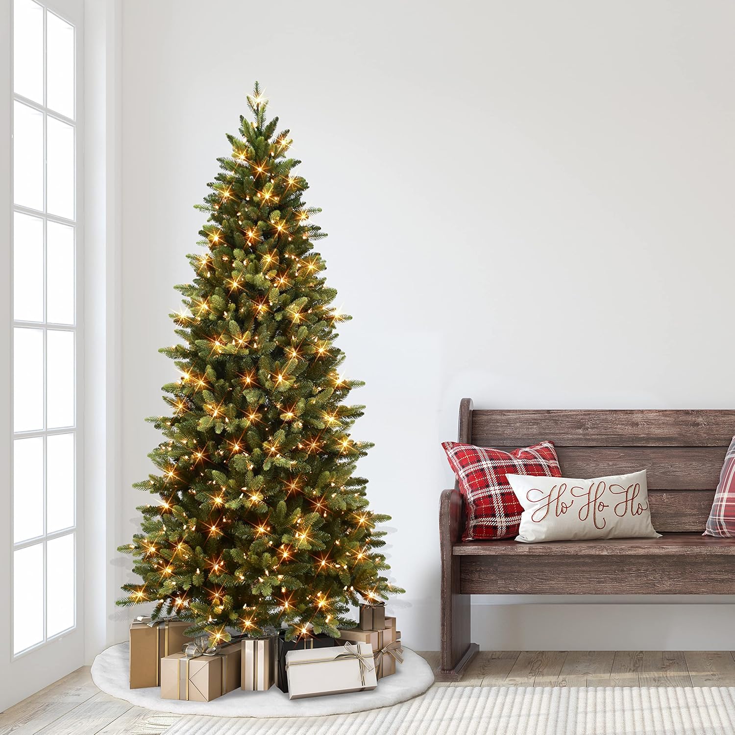 6.5 ft Pre-lit Slim Westford Spruce Tree, 1391 PE/PVC Tips, 350 UL Clear Incandescent Lights 6.5' Westford Spruce 350 Clear Lights 1391 Tips