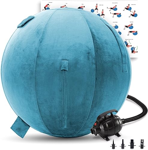 Miniatura 18 de Husband Pillow Pelota de ejercicio, cubierta con bomba para yoga, pilates, estabilidad de equilibrio de fitness, asiento de silla de pelota de
