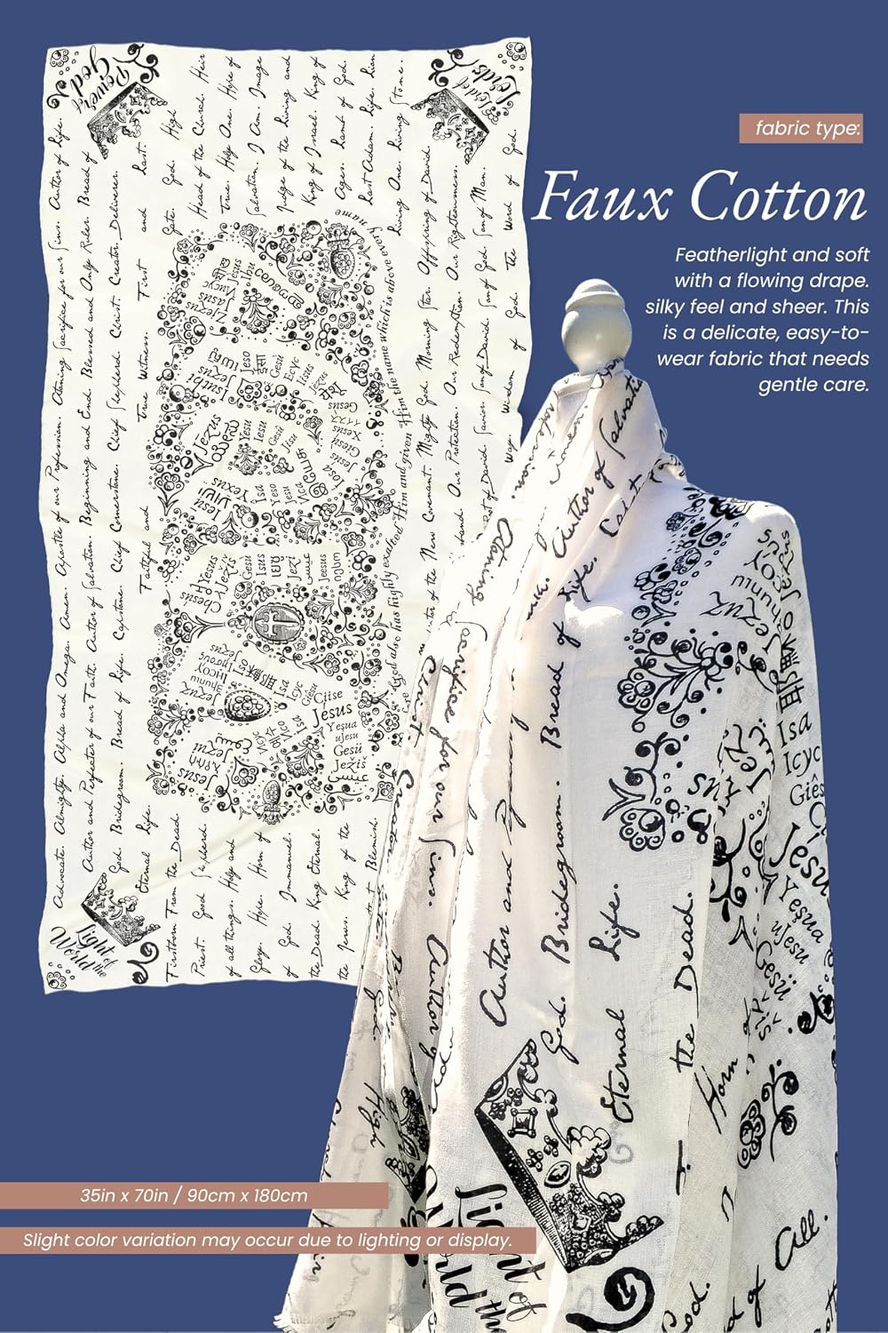 Jesus’s Names Prayer Scarf for Women Christian, Large Scripture Shawl Wrap, 84 Titles of Christ, Prayer Shawl for Women