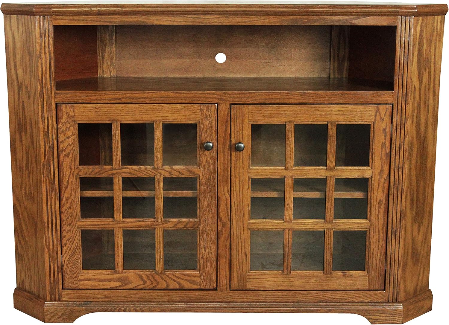 American Heartland Oak Tall Curve Corner TV Stand in Light