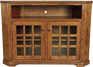 American Heartland Oak Tall Curve Corner TV Stand in Medium
