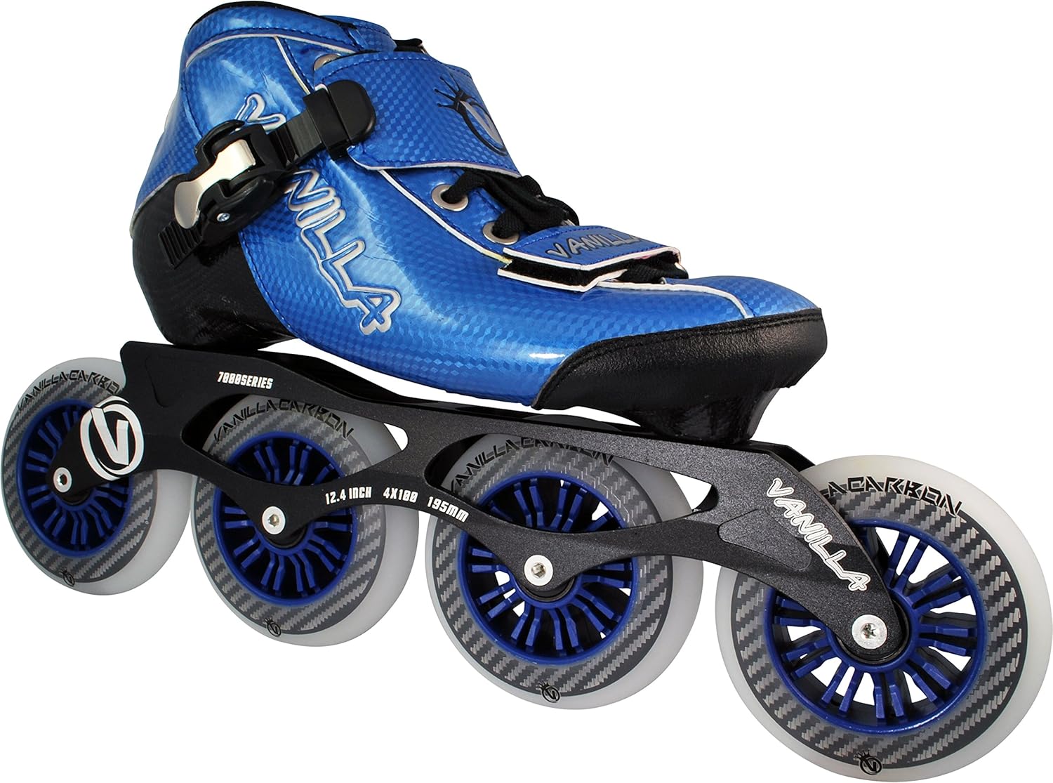 Vanilla Carbon Speed Inline Skates with ABEC-9 Bearings, 85A Urethane Wheels, Heat Moldable, 7000 Series Aluminum Frame