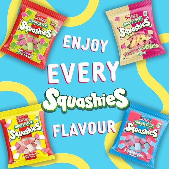 Swizzels Original Drumstick Squashie Big Bag Sweets, Raspberry and Milk Flavour- Sweets Multipack Box (30 x 60g)