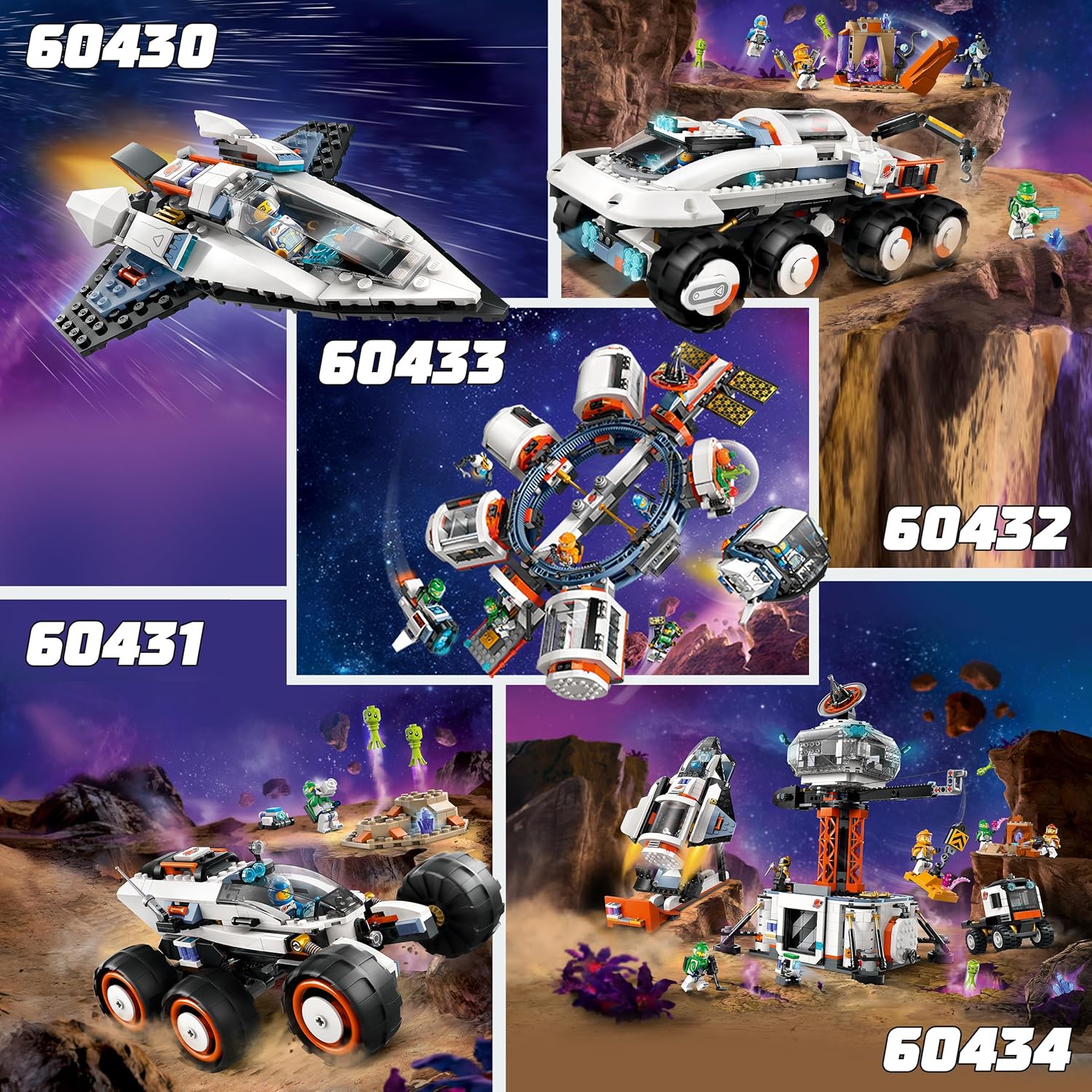 LEGO City Ruimtebasis en raketlanceringsplatform Bouwpakket voor Kinderen Puts Speelgoed Raket en Robot en Alien Figuren, Ruimte Gift voor Jongens en Meisjes vanaf 8 Jaar 60434