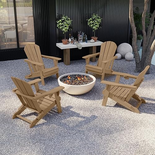 Miniatura 2 de Kingdura Silla Adirondack plegable, silla portátil de polietileno de alta densidad resistente a todo tipo de clima, silla de patio al aire libre de