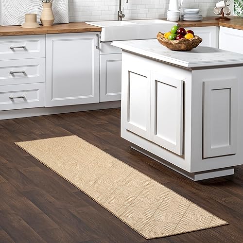 Miniatura 1 de nuLOOM Ray Diamond - Alfombra de pasillo para interiores y exteriores, 2 x 8 pies, color natural