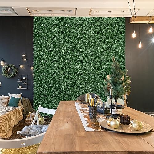 Miniatura 5 de Panel de pared de césped, 10 paneles de pared verdes artificiales de 10 x 10 pulgadas, pared de fondo verde, pantalla de cobertura de privacidad