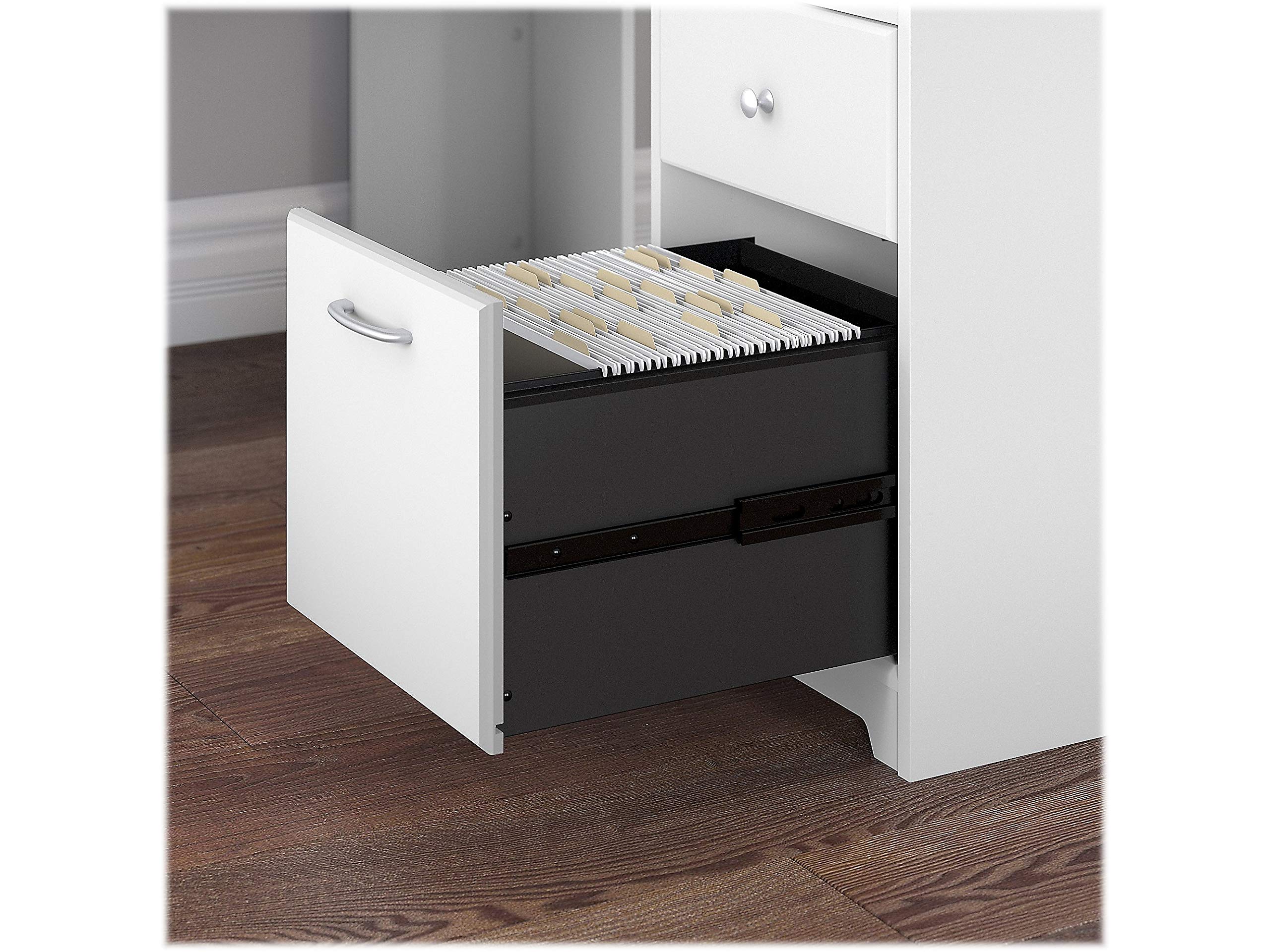 Bush Home Cabot 60W L Shaped Computer Desk with Hutch and Storage in White, 60-inch Corner PC Workstation for Home Office - 4