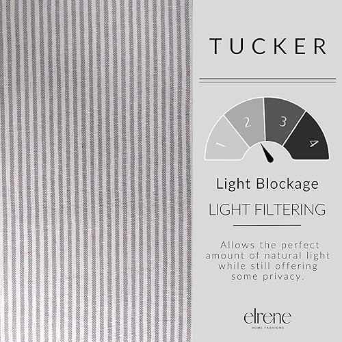 Miniatura 4 de Elrene Home Fashions Tucker Ticking - Cortinas de ventana a rayas para cocina o baño, 30 x 24 pulgadas, juego de 2, gris