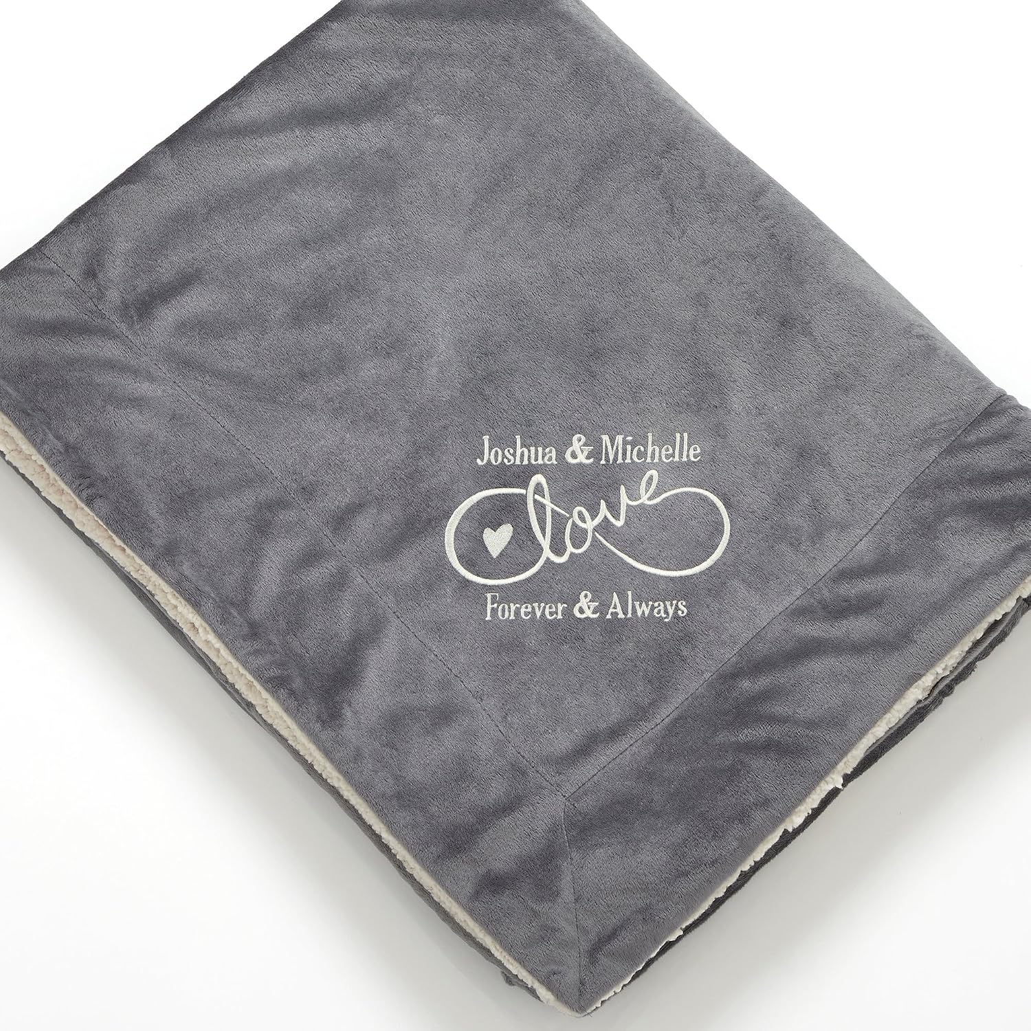 Personalization Universe Warmhearted Wedding Embroidered 50" x 60" Sherpa Blanket