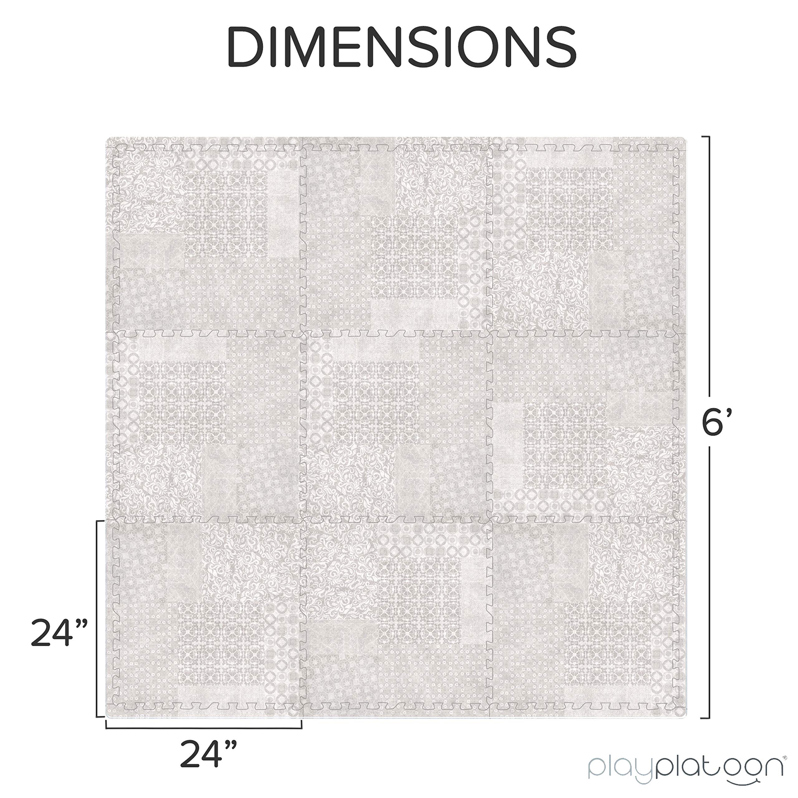 Non-Toxic Extra-Thick Children's Play Mat, 9 Tiles - 72 x 72 inch Comfortable Cushiony Foam Floor Puzzle Mat for Kids & Toddlers with 24 x 24 inch Tiles - Khaki