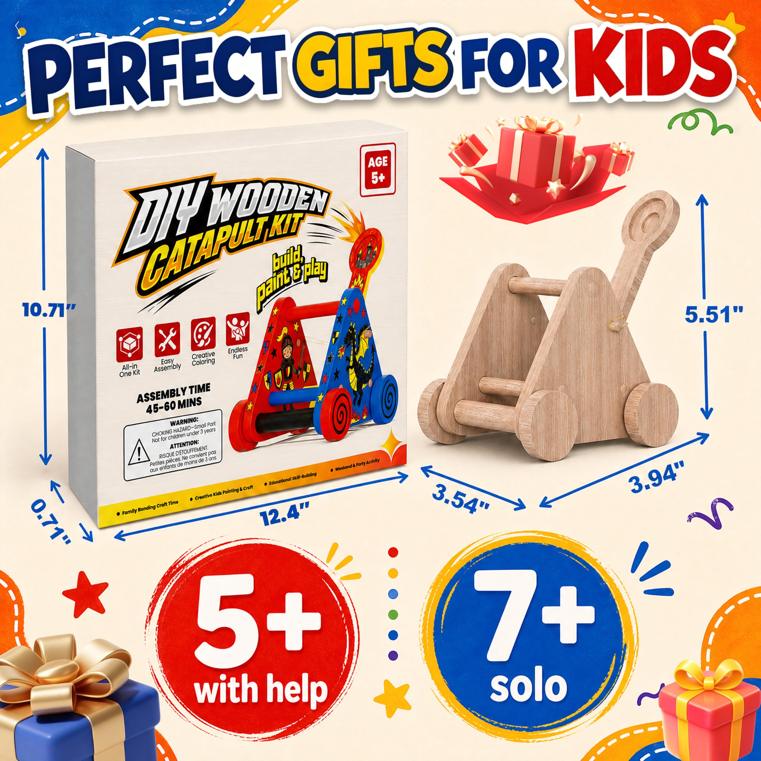 Wooden Catapult Craft Kit for Kids - Build & Paint! -5