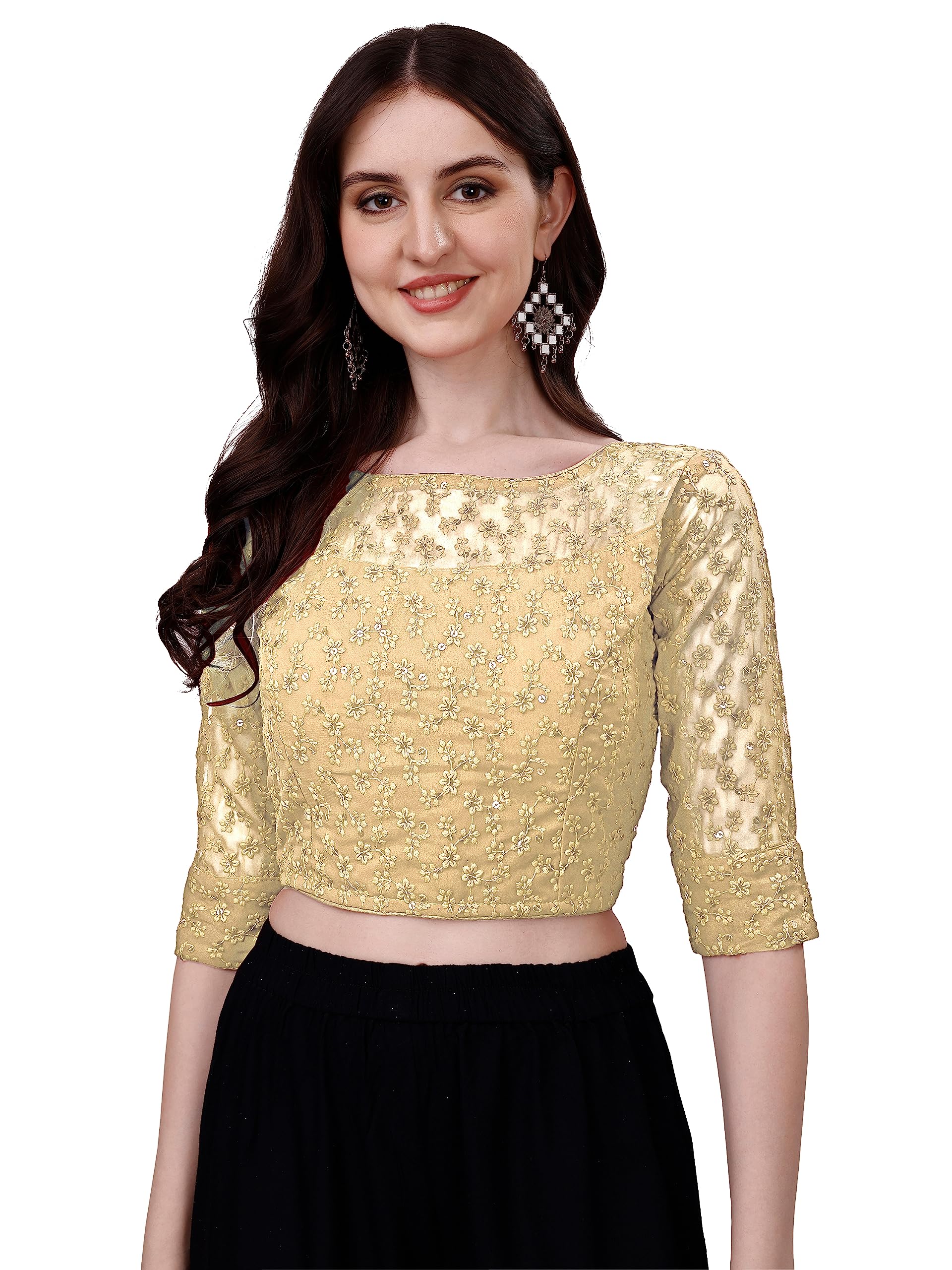 Pujia Mills Blouse For Women Blouse Readymade Stylish Design Blouses For Women Readymade Blouse For Women Stylish Fancy Blouse Stitched Blouse For Women Saree Blouse Cream Blouse Readymade