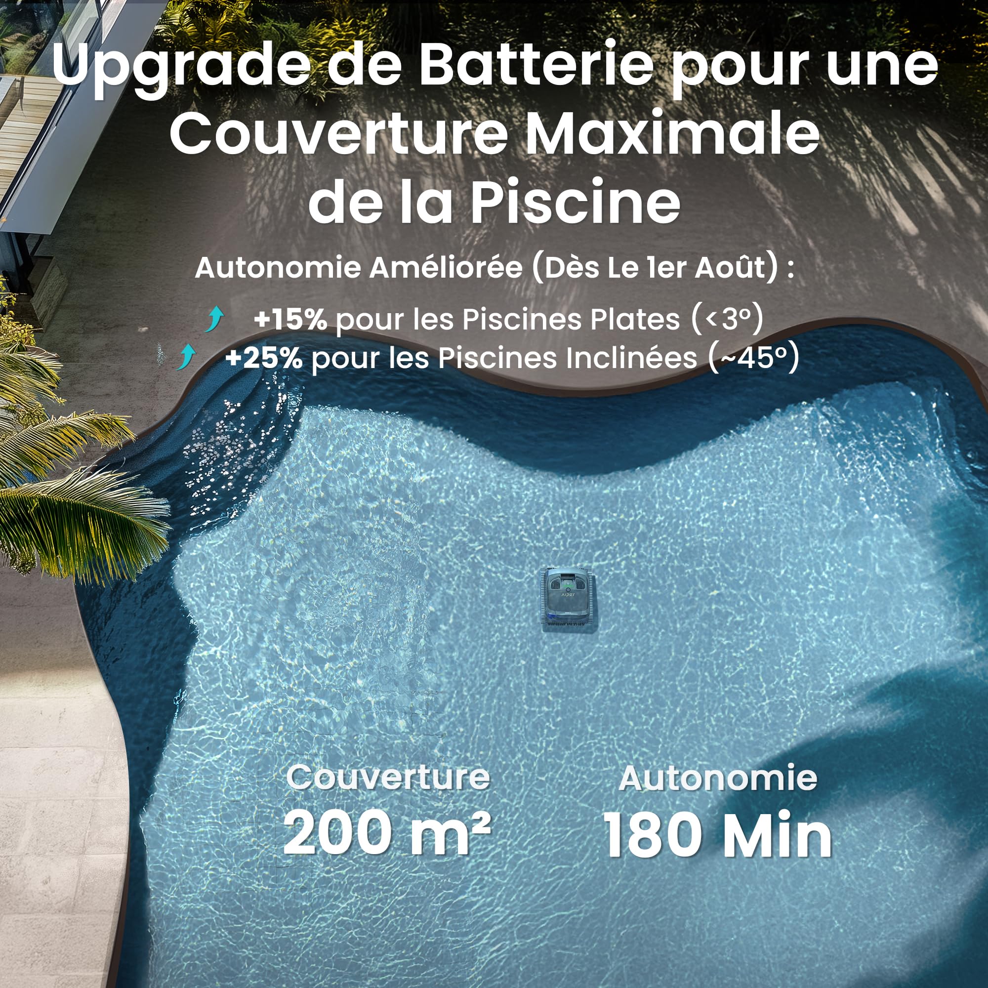 AIPER Scuba X1 Robot Piscine avec App, Aspirateur Piscine avec WavePath 3.0 et Navigation Intelligente, système de Filtration Ultra-Fine, Nettoyage Ligne d’Eau, Idéal pour Les Piscines enterrées, Bleu