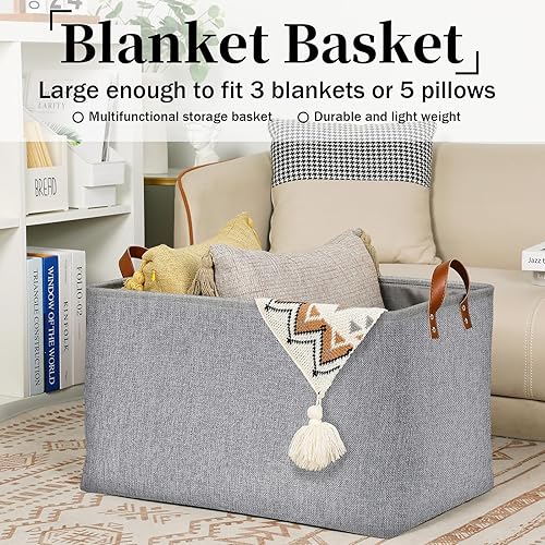 Vista 199 de DULLEMELO Canastas de almacenamiento pequeñas de 15 x 6 x 5.5 pulgadas, contenedores de almacenamiento de tela para tanque de inodoro