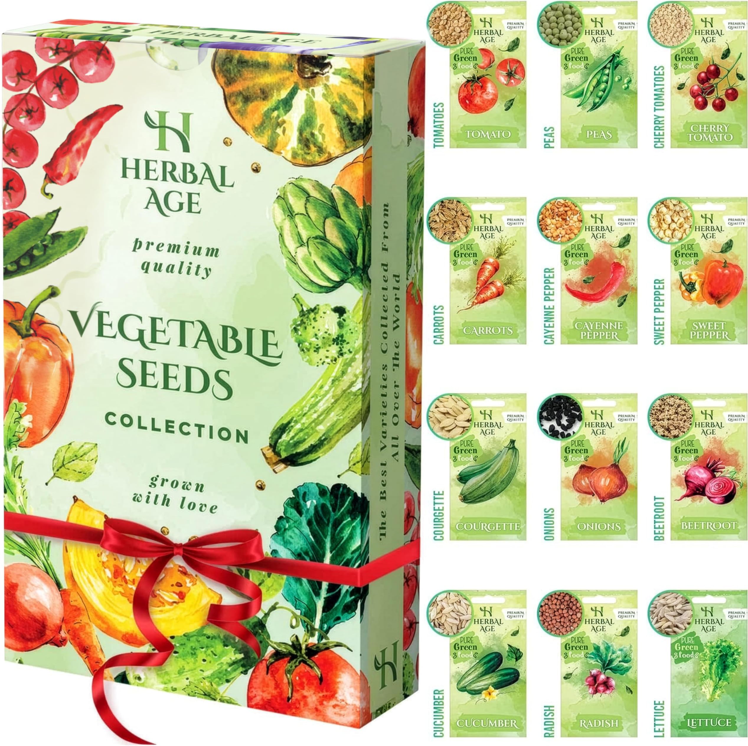Grow Your Own Seed Kit - 11 Vegetable Seed Varieties, 3500 Heirloom Seeds Ready to Grow - Vegetable Growing Kit for Women, Kids, Beginners, Gardeners Gift - Carrot, Onion, Courgette, Spinach, Tomato