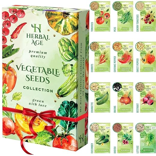 Grow Your Own Kits - 12 Vegetable Plants Seed Box: Courgette, Chilli, Tomato Seeds, 5100 Vegetable Seeds for Planting UK - Unusual Gardening Gifts for Women & Garden Gifts for Men, Allotment Gifts