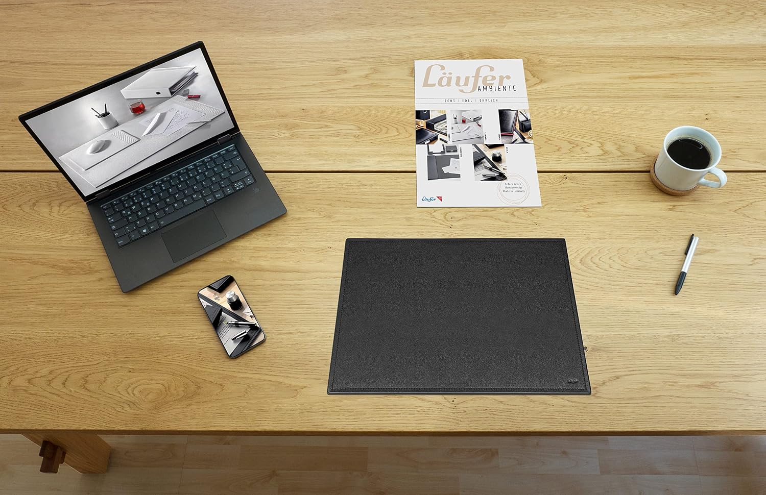 Läufer Ambiente Modena 38626 Writing/Laptop Pad 30 x 42 cm Genuine Leather Black