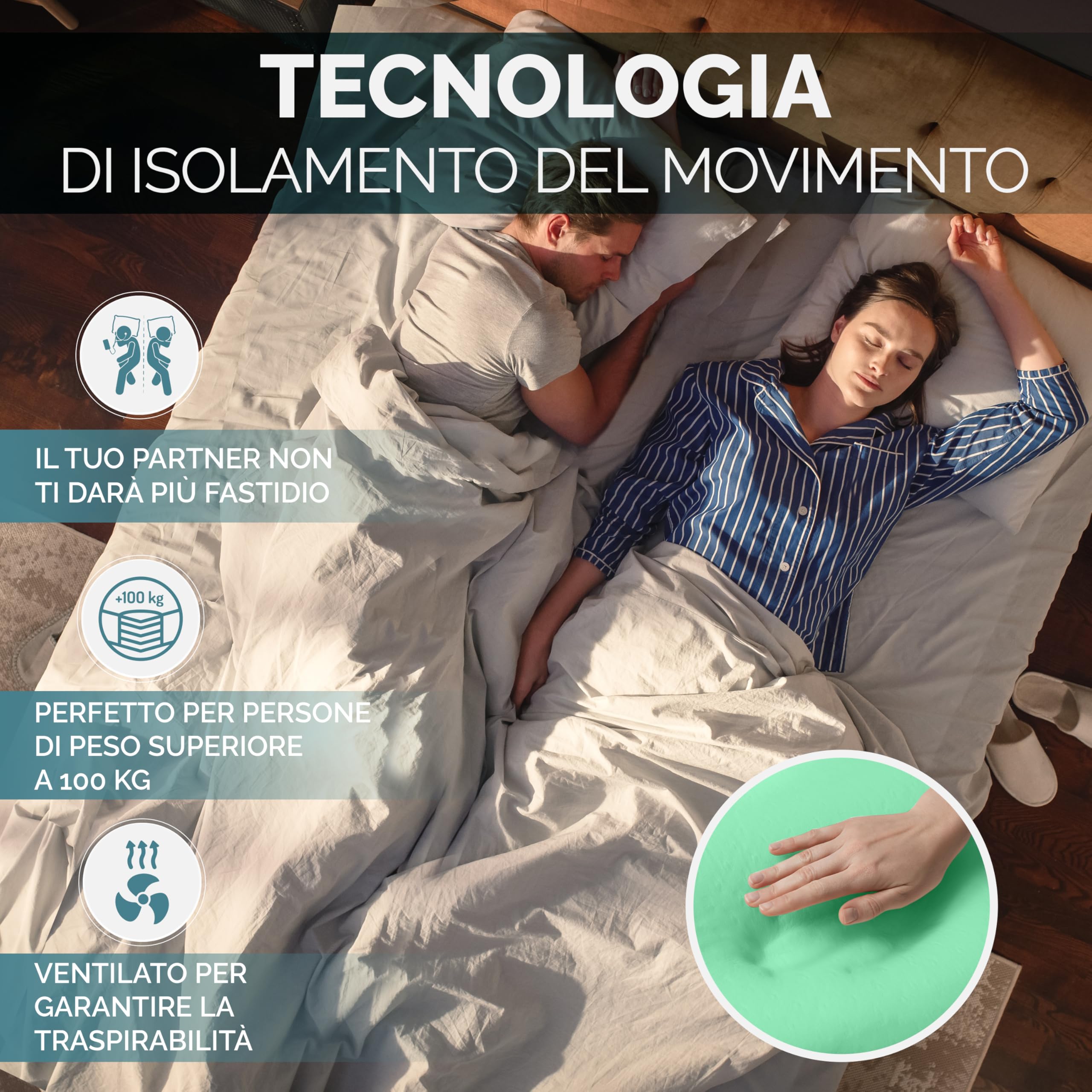 TANHK Materasso Matrimoniale 140x200 cm, Altezza 20 cm | 100% Waterfoam | Made in Italy | Fodera Sfoderabile e Lavabile | Ortopedico ed Ergonomico | Alta Traspirabilità | Anallergico e Antiacaro