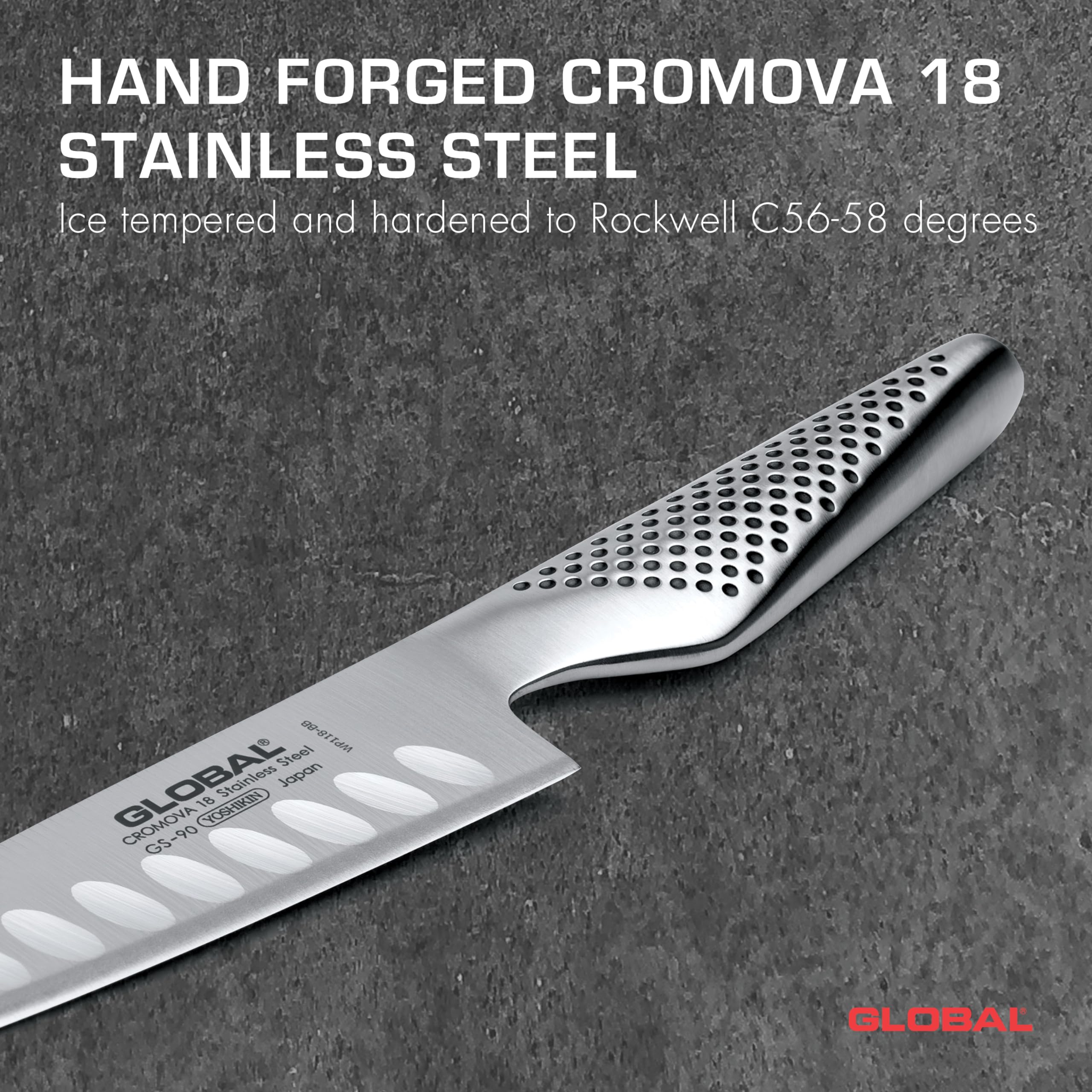 Global GS-90 Santokumesser mit Kullenschliff, 13cm (Nachfolgermodell von GS-37)
