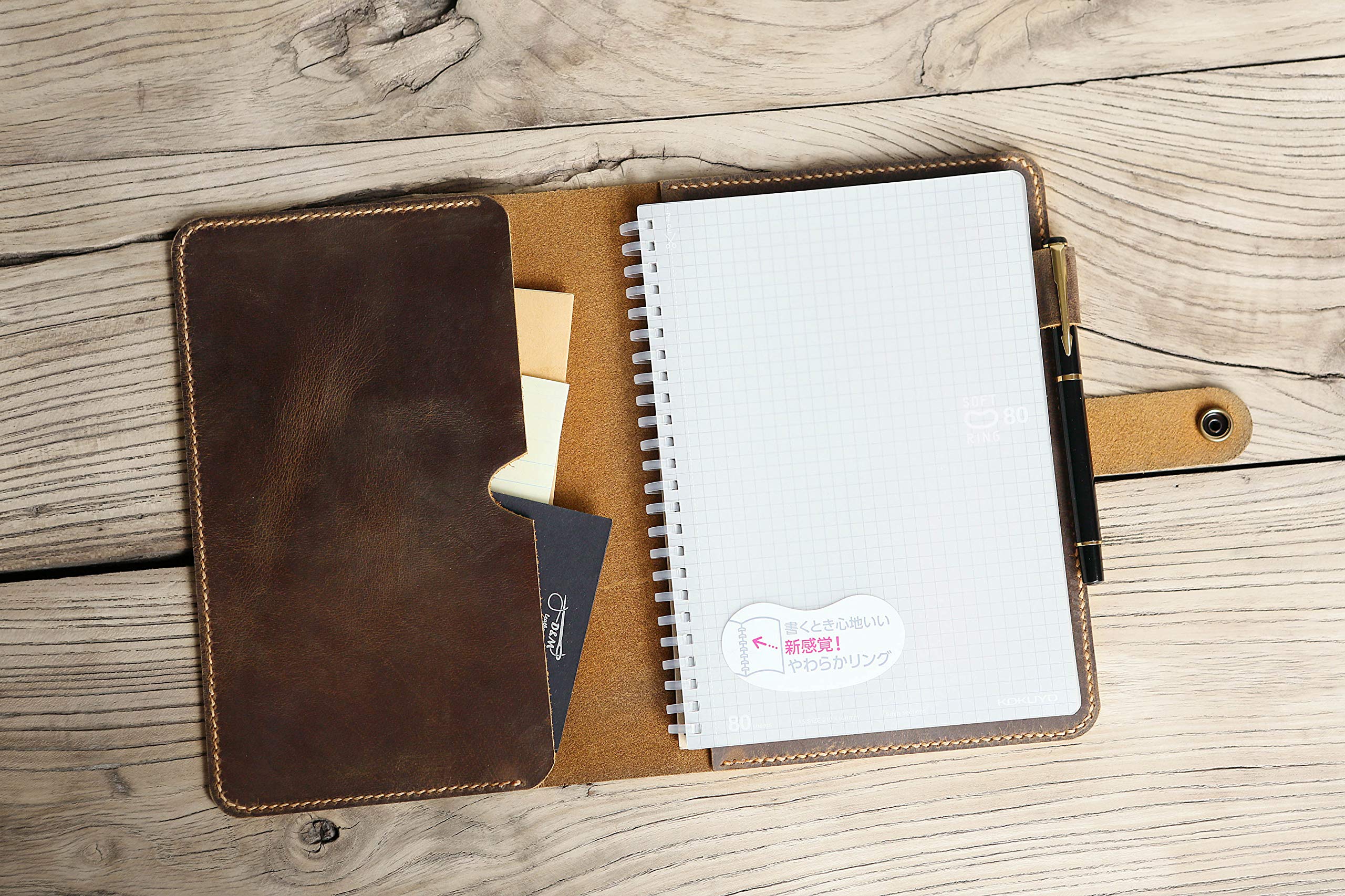 一枚革国産サドルレザーノートカバー20穴 A5サイズナチュラル