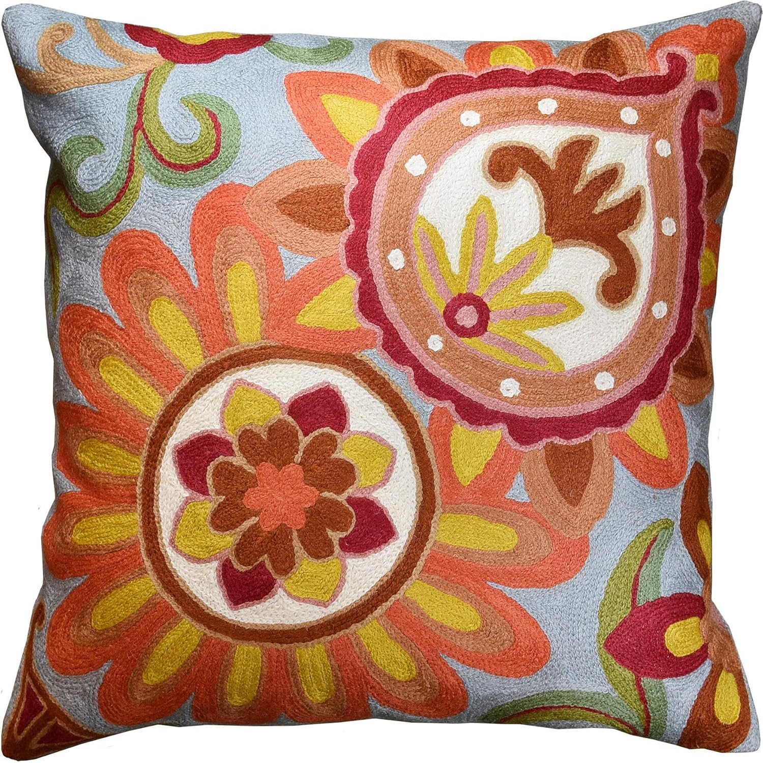 Kashmir Designs Soft Turquoise Hand Embroidered Floral