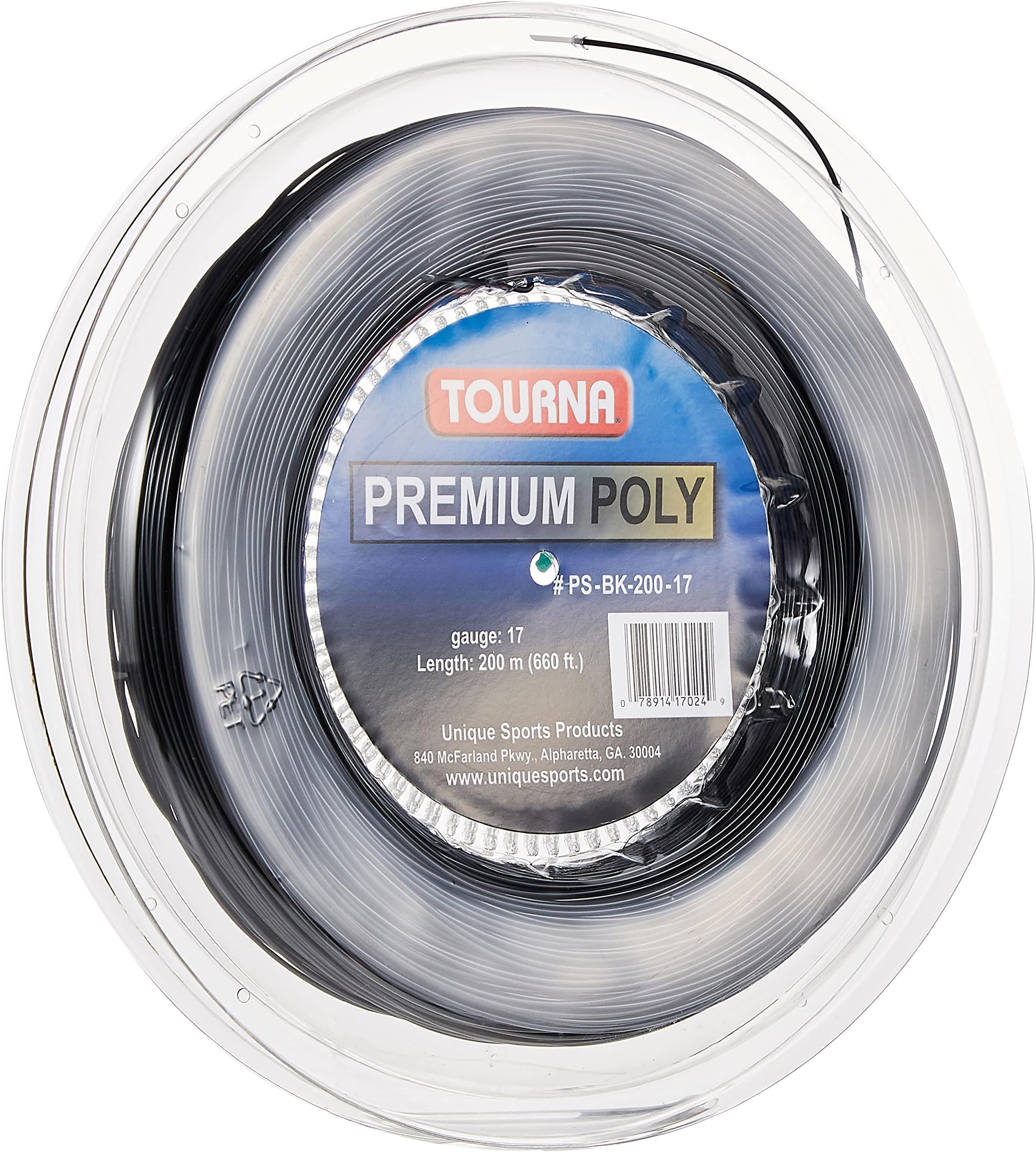 Tourna Premium Poly Durable Tennis String, Black