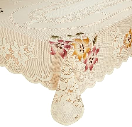 Solimo Dining Table Cover, Floral, Brown-Rectangular,Cotton,6 Seater