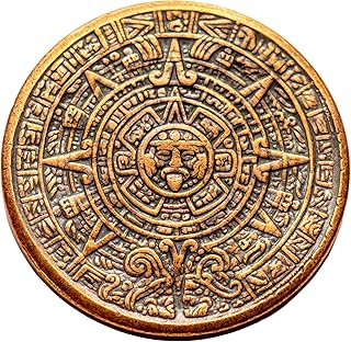 Aztec Sun Stone Calendar - Copper Worry Coin