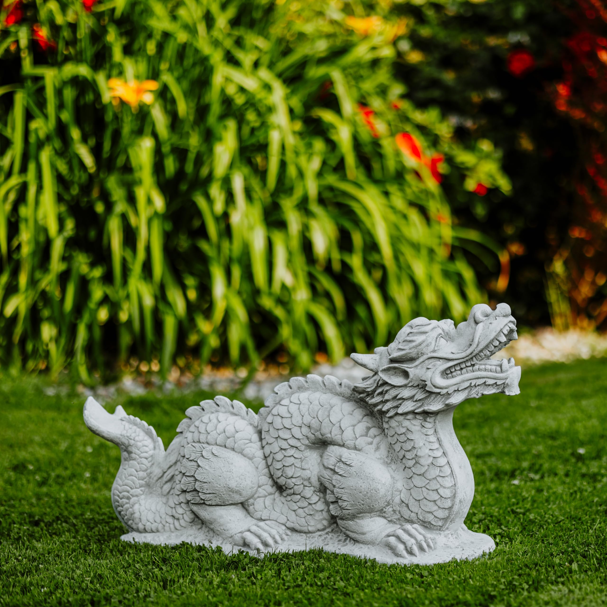 gartendekoparadies.de Grande Figure de Pierre Dragons Chinois Long en Pierre reconstituée, résistant au Gel