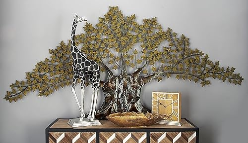 Miniatura 4 de Deco 79 68500 Decor - Escultura para interiores y exteriores con hojas, arte de pared de 93 x 2 x 41 pulgadas, marrón