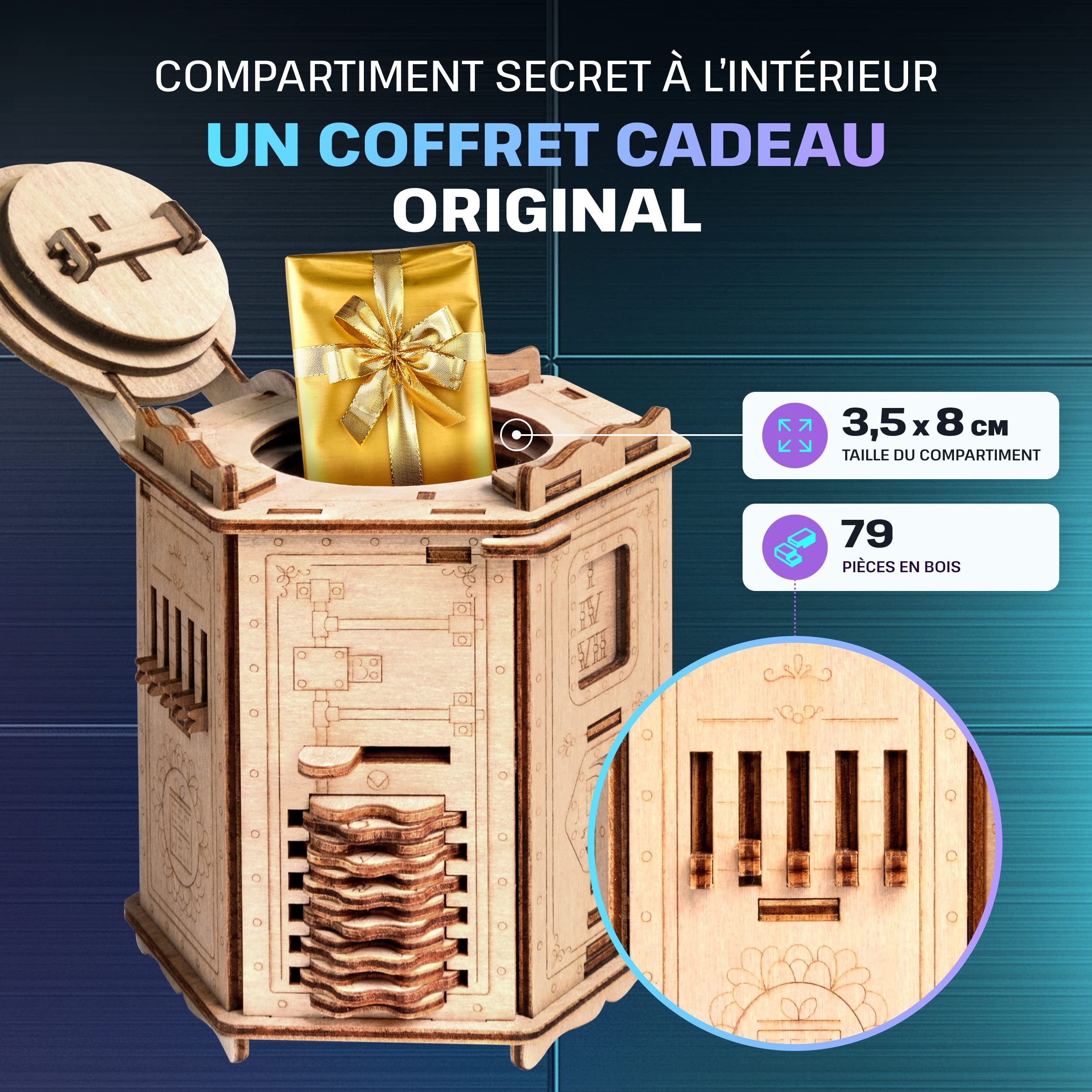 ESC WELT Fort Knox Box Pro - Casse-Tête en Bois - Boite Escape Game - Jeu de Réflexion pour Adultes et Adolescents - Cadeau pour Anniversaire, Fêtes des Pères - Cadeau Paques Enfant