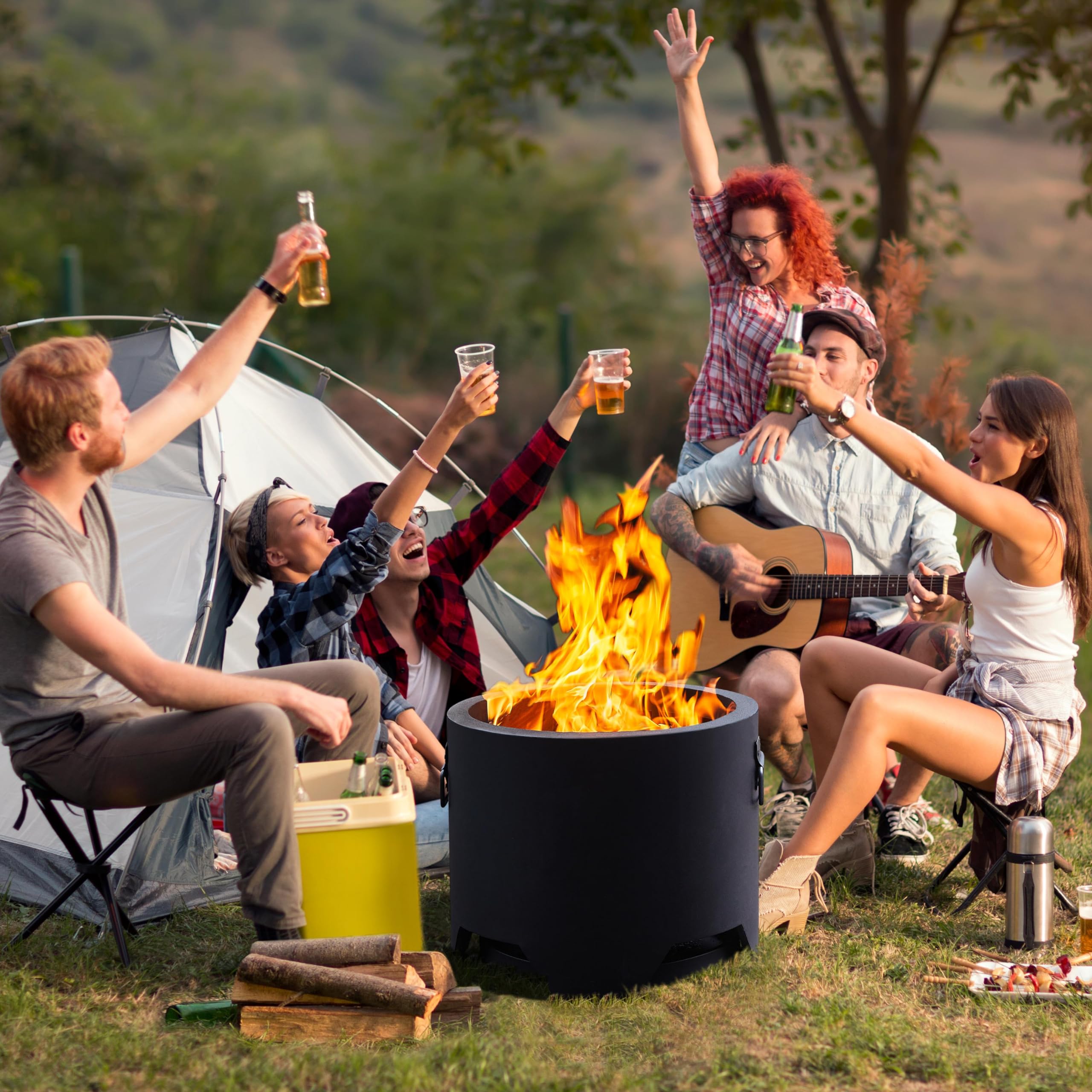Amazon.com : Yaheetech Smokeless Fire Pit for Outdoor Garden Patio