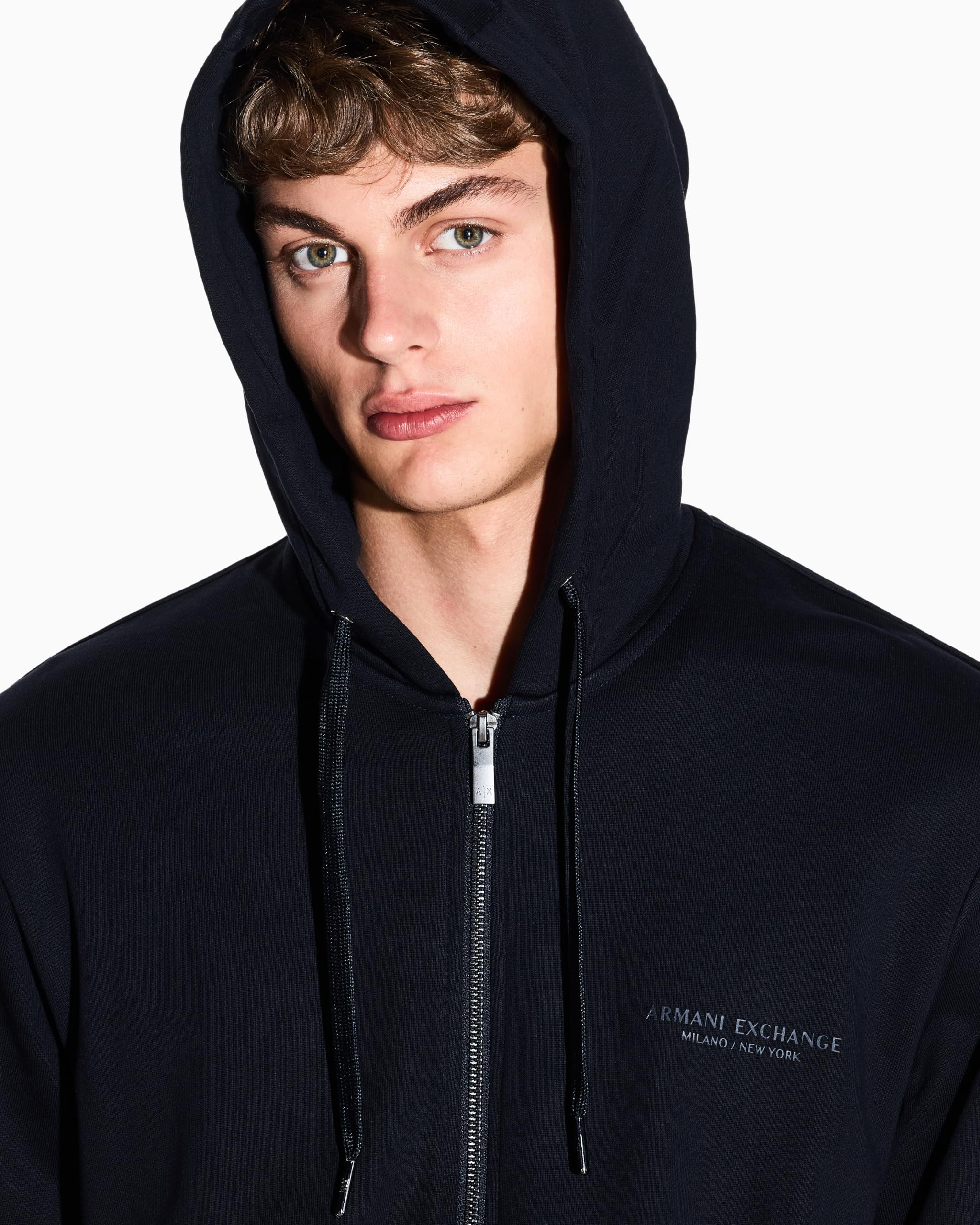 Armani Exchange Bluza z kapturem Mężczyźni Genuine Cotton, Zipped, Long Sleeve Side Logo