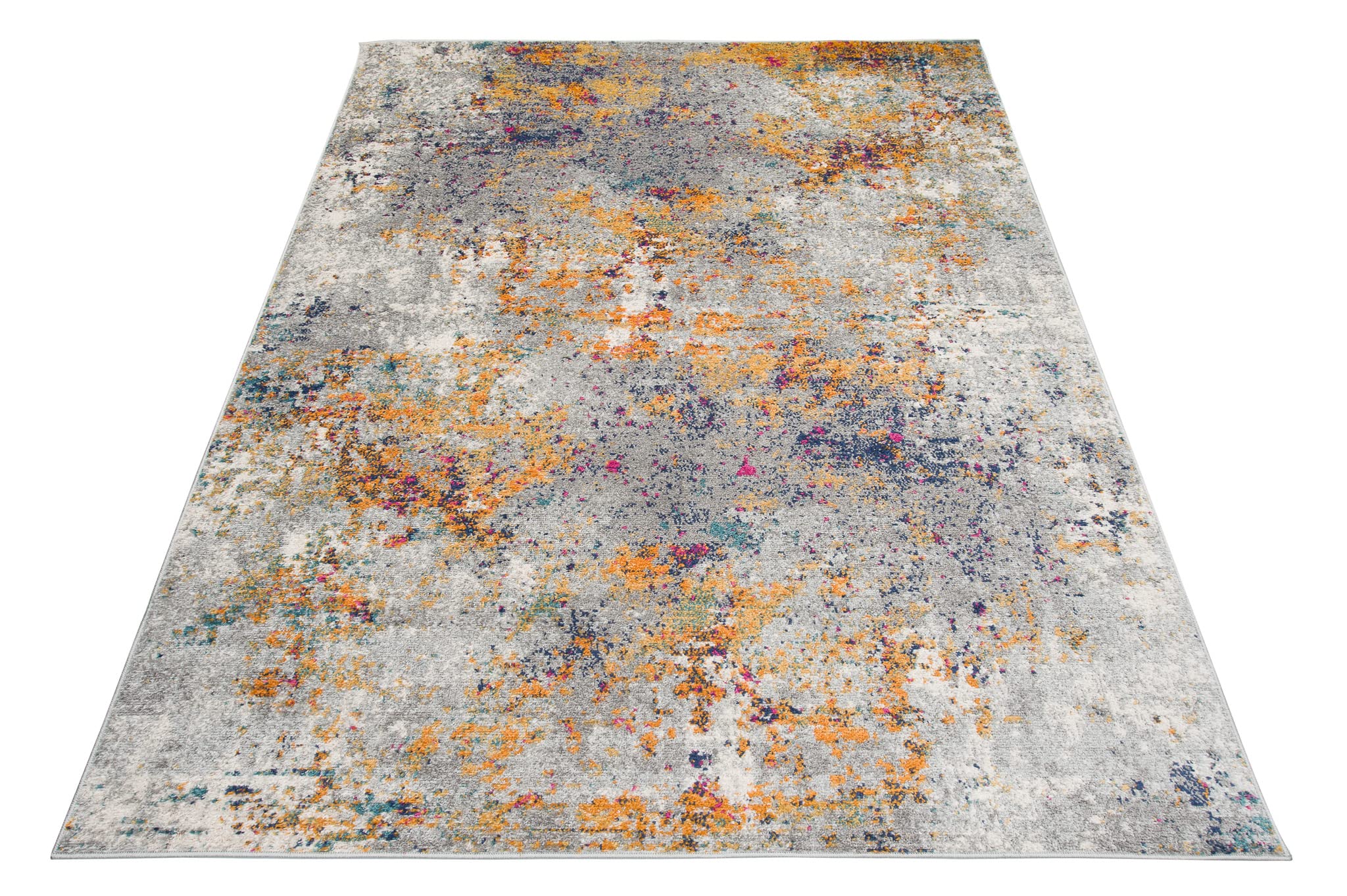 TAPISO Denver Teppich Kurzflor Orange Grau Blau Abstrakt Meliert Verwischt Schlafzimmer Wohnzimmer Büro Modern Design ÖKOTEX 120 x 170 cm