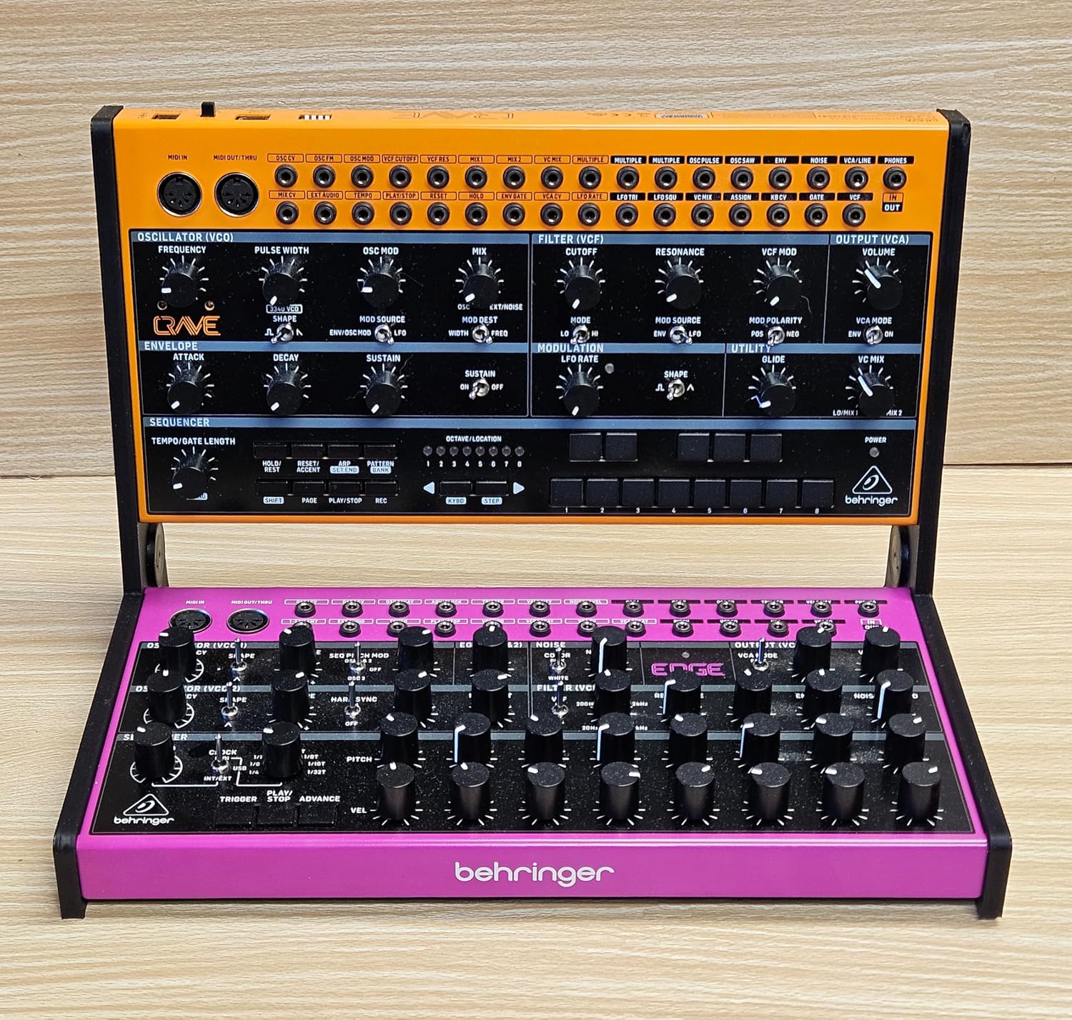 2 Tier Black Desktop Stand For Behringer Crave Edge Grind Spice Synthesizer