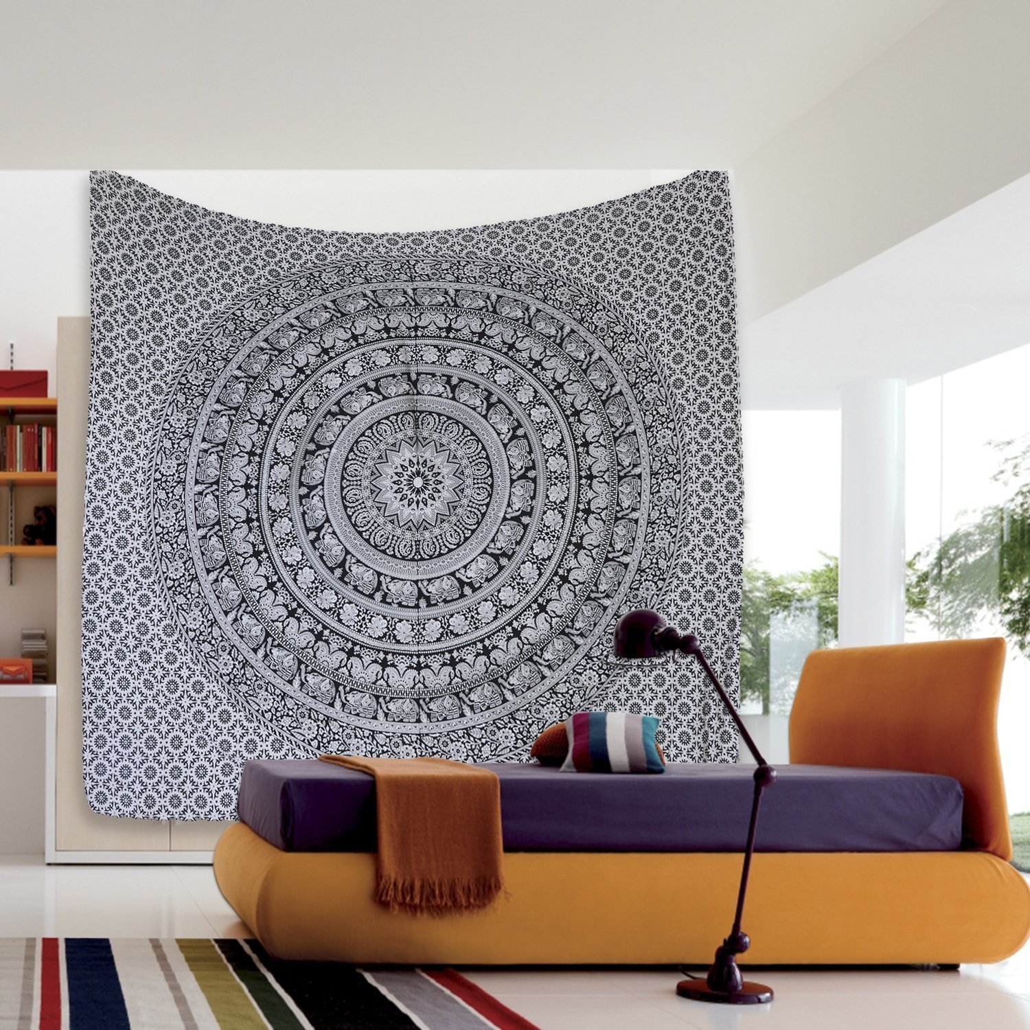 Tapiz De Pared Mandala Boho 240x216 Cm - Algodón Hecho A Mano En India, Decoración Hippie Para Habitación